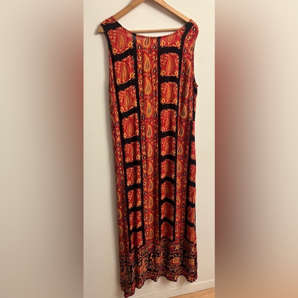 VINTAGE BOHO GYPSY ELEPHANTS CAMELS MAXI DRESS PAISLEY LARGE - Picture 4 of 7